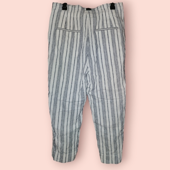 Madewell Linen-Cotton Paperbag Pants in Dark Baltic Stripe - Picture 2 of 3